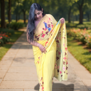 Pale Yellow Floral Vibe saree