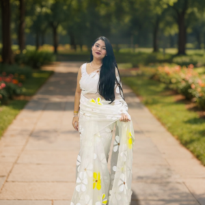 White Phoolmati Saree